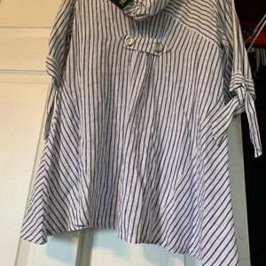 Blue and White pinstriped hooded jacket.